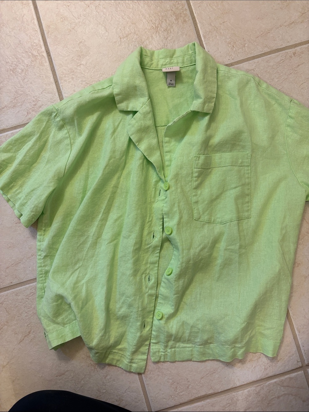 a new day Light Green Short-Sleeve Button-Down Shirt